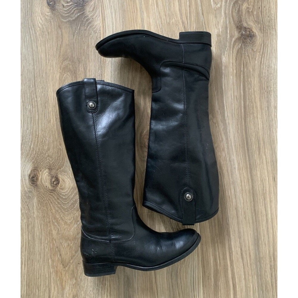 Frye Melissa Button Tall Leather Pull On Riding Boots Women’s Size 7B Black